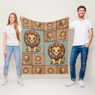 Lion Group Pattern Fleecedecke