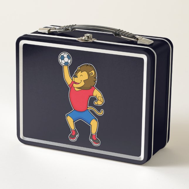 Lion Handball Spieler Handball Metall Brotdose (Vorderseite)