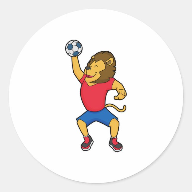 Lion Handball Spieler Handball Runder Aufkleber (Vorderseite)