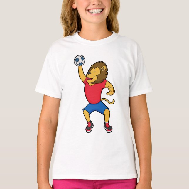 Lion Handball Spieler Handball T-Shirt (Vorderseite)