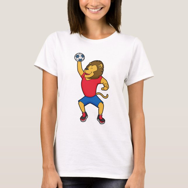 Lion Handball Spieler Handball T-Shirt (Vorderseite)