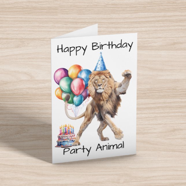 Lion Happy Birthday Party Animal Karte (Von Creator hochgeladen)