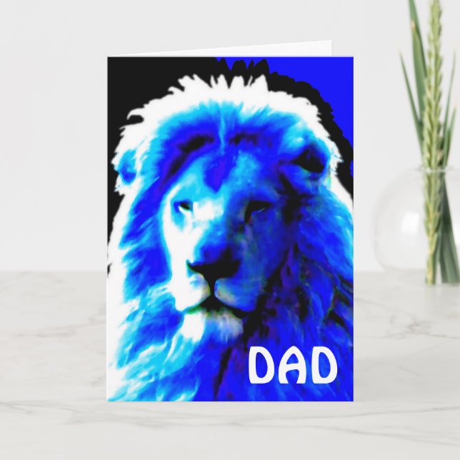 Lion Head Blue "Happy Vatertag" Karte (Vorderseite)