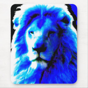 Lion Head Blue Mousepad