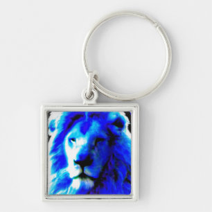 Lion Head Blue Schlüsselanhänger