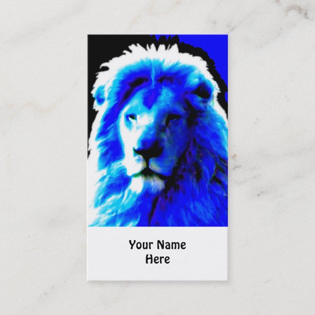 Lion Head carte de visite bleu blanc (Devant)