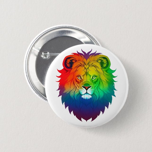 Lion Head Gay Pride Button (Vorne & Hinten)