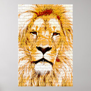 Lion Head Grunge Poster