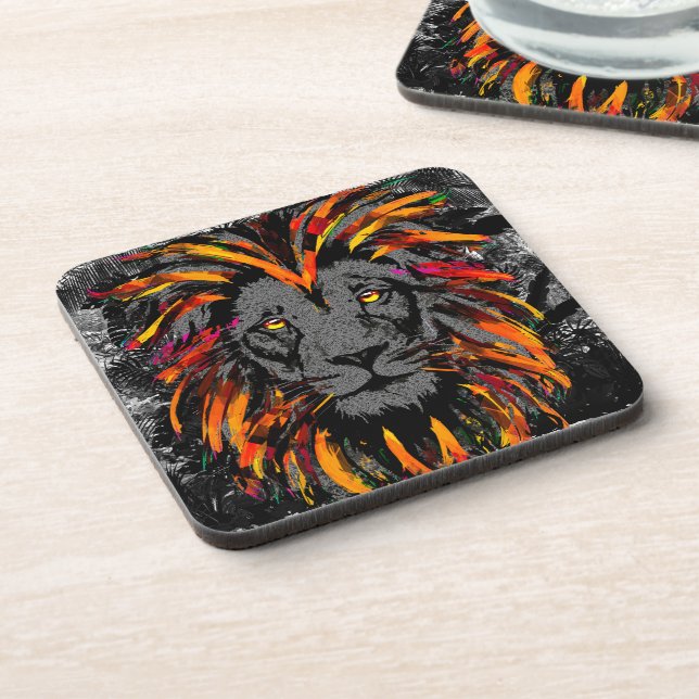 Lion Head | Orange Lion Untersetzer (Linke Seite)