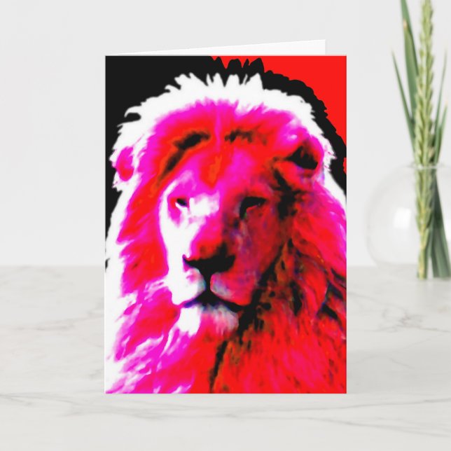 Lion Head Pink Grußkarte Karte (Vorderseite)