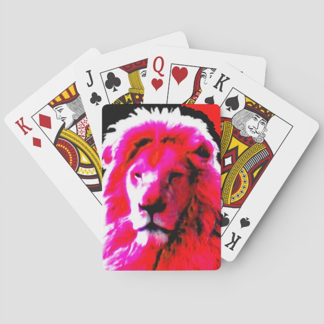 Lion Head Pink Spielkarten (Rückseite)