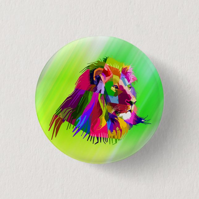 Lion Head Prismatischer Pop Art Design-62502 Button (Vorderseite)