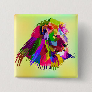 Lion Head Prismatischer Pop Art Design-62502 Button