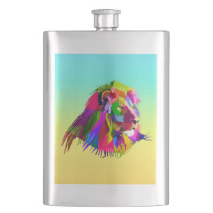 Lion Head Prismatischer Pop Art Design-62502 Flachmann