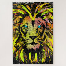 Lion Head Puzzle | Yellow Lion Jigsaw Puzzle