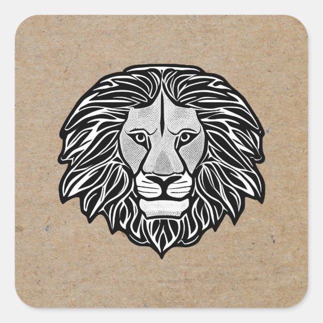 Lion Head Quadratischer Aufkleber (Vorderseite)