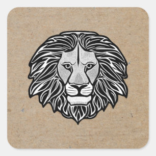 Lion Head Quadratischer Aufkleber