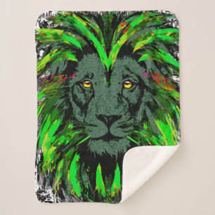 Lion Head Sherpa Blanket Green Lion Blanket Sherpadecke