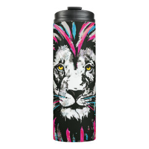 Lion Head Tumbler Blue Pink Lion Travel Mug Thermosbecher