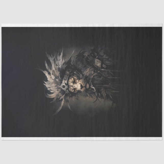 Lion Headdress Leather Jacket Decoupage Seidenpapier (Vorderseite)