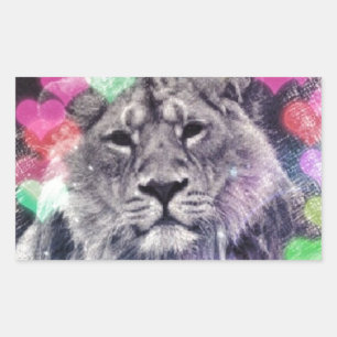 Lion Heart Bokeh Digitale Kunst Zeichnend Rechteckiger Aufkleber