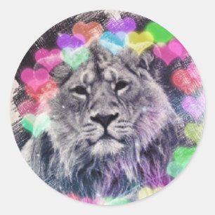 Lion Heart Bokeh Digitale Kunst Zeichnend Runder Aufkleber