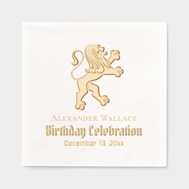 Lion Héraldique Debout Fête d'Anniversaire Nom Dat (Recto)