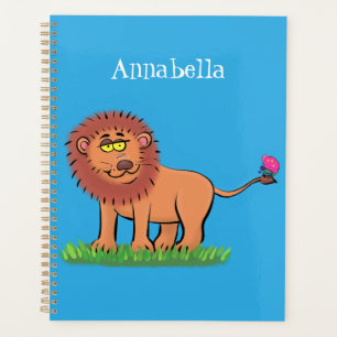 Lion joyeux avec dessin animé de papillon