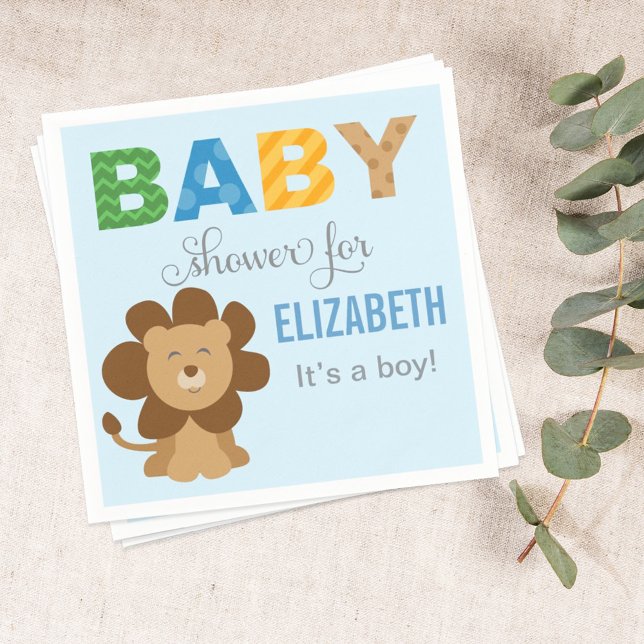 Lion Jungle Animal Baby Boy Dusche Blue Serviette (Von Creator hochgeladen)