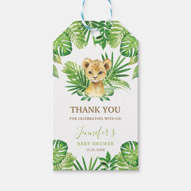 Lion Jungle Animals Greeneral Neutral Baby Shower Geschenkanhänger (Vorderseite)