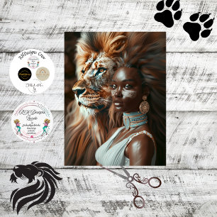 Lion Jungle Black Woman Decoupage Seidenpapier