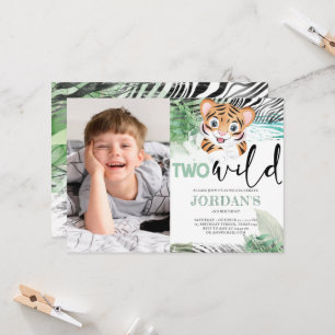 Lion Jungle Cute Second Birthday Photo Invitation