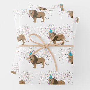 Lion Jungle Partying Animals mit Party Geschenkpapier Set