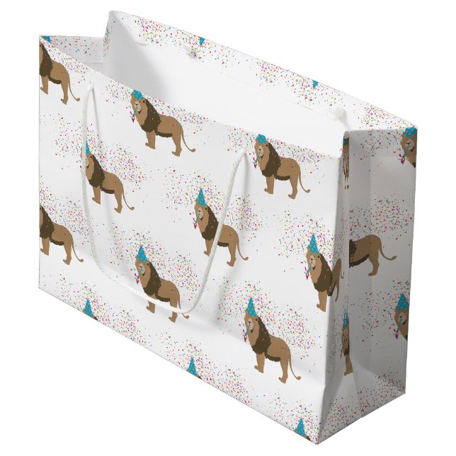 Lion Jungle Partying Animals mit Party Große Geschenktüte (Vorderseite Schrägansicht)