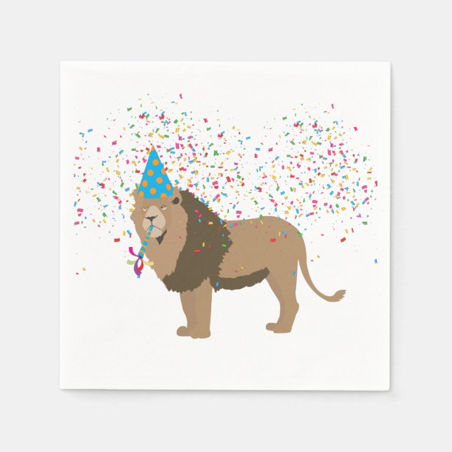 Lion Jungle Partying Animals mit Party Serviette (Vorderseite)