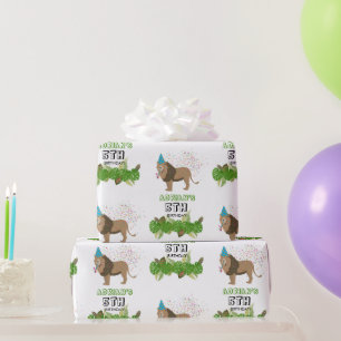 Lion Jungle Partying Tiere Geburtstagsparty Custom Geschenkpapier