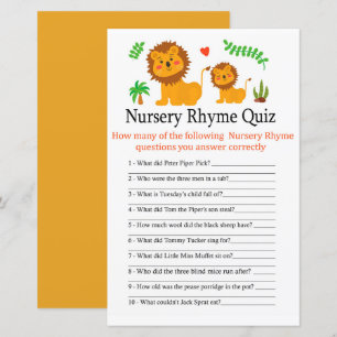 Lion Kinderzimmer Rhyme Quiz Kinderduschspiel