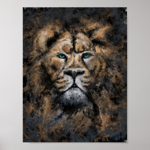 Lion King - Abstrakte Malkunst bei Wildtieren Poster