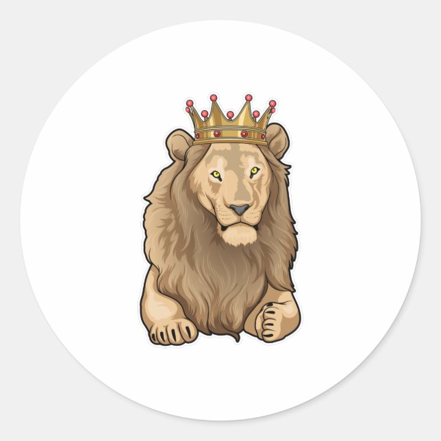Lion King Crown Runder Aufkleber (Vorderseite)