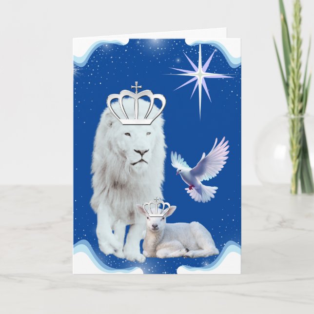 Lion & Lamb Weihnachtsgrüße Karte (Vorderseite)