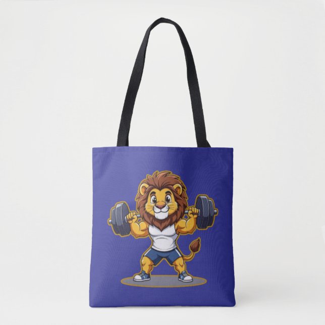 Lion Lifting Light Weights – Cute Gym Animal Illus Tasche (Vorderseite)