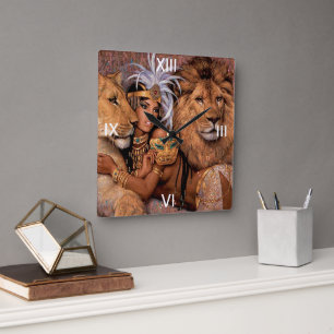 Lion Lion Lioness Jungle Princess Horloge murale