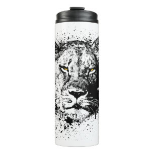 Lion Lionne Animal Vie Sauvage Jungle Nature Thermosbecher