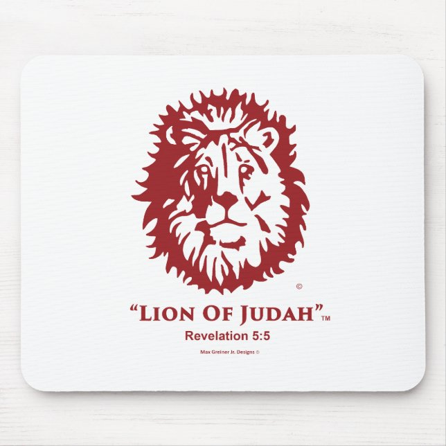 "Lion logo de rouge de cerise de tapis de souris (Devant)
