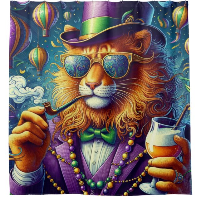 Lion/Louisiana Mardi Gras Duschvorhang (Vorderseite)