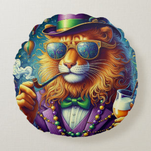 Lion/Louisiana Mardi Gras Rundes Kissen