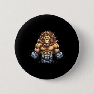 Lion Lover Gym Wear Fitness Workout Bo Button