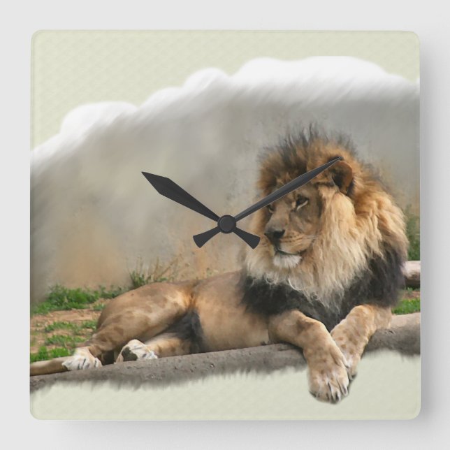Lion Lovers Kunstgeschenke Quadratische Wanduhr (Vorderseite)
