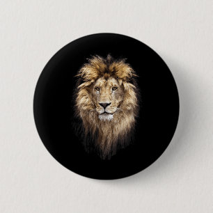 Lion Main Animal Face Big Cat Button