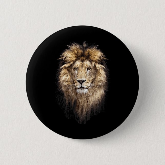 Lion Main Animal Face Big Cat Button (Vorderseite)